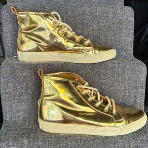 Ralph Lauren Metallic Gold High-Top Sneakers
